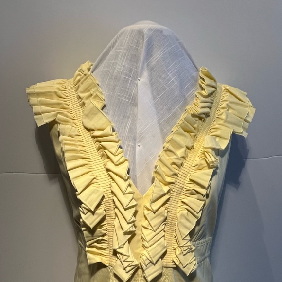 Yellow Sleeveless Sundress with Pleated Collar - Picture 3 of 3